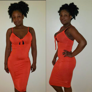 Orange Stretch Sexy Dress